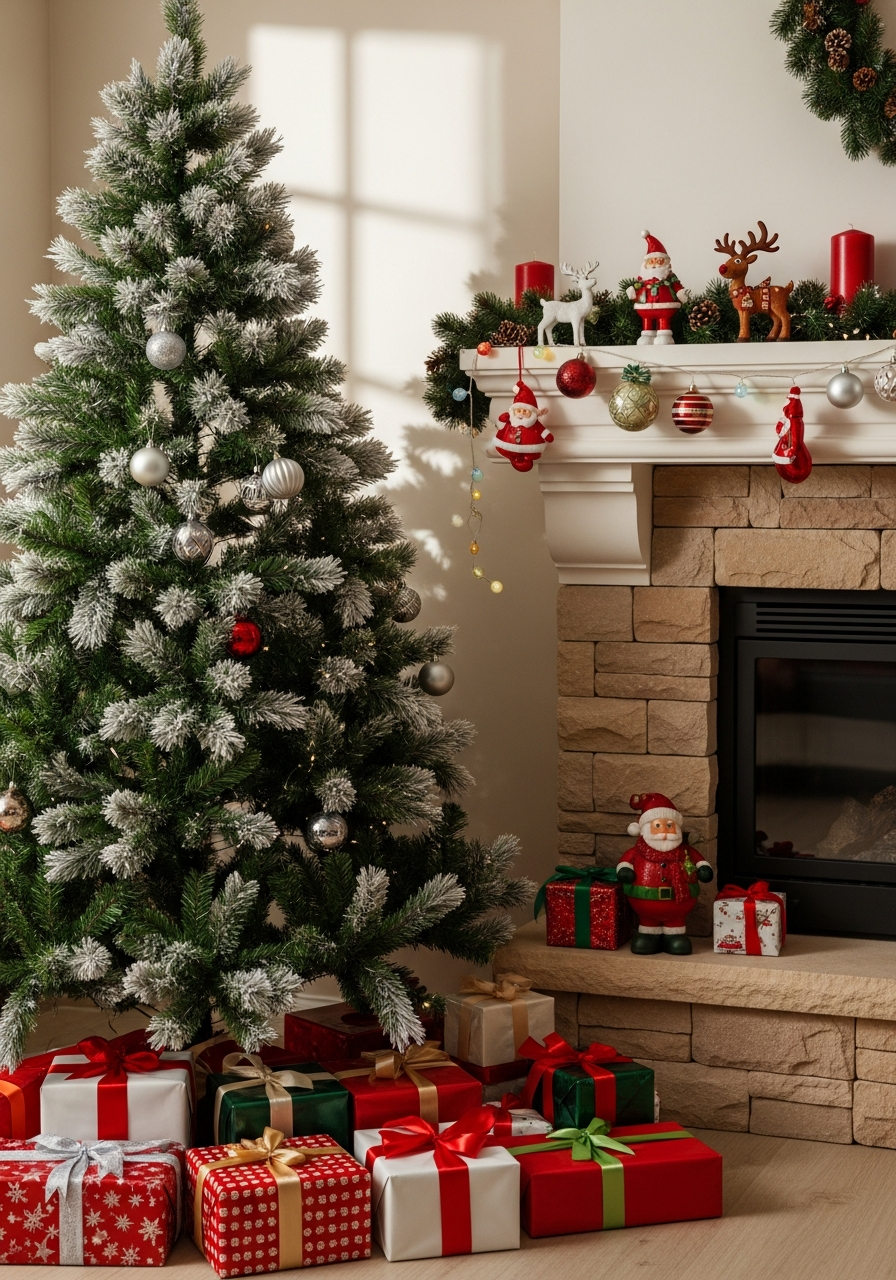 Green Pointed Spray White PVC Material Christmas Tree